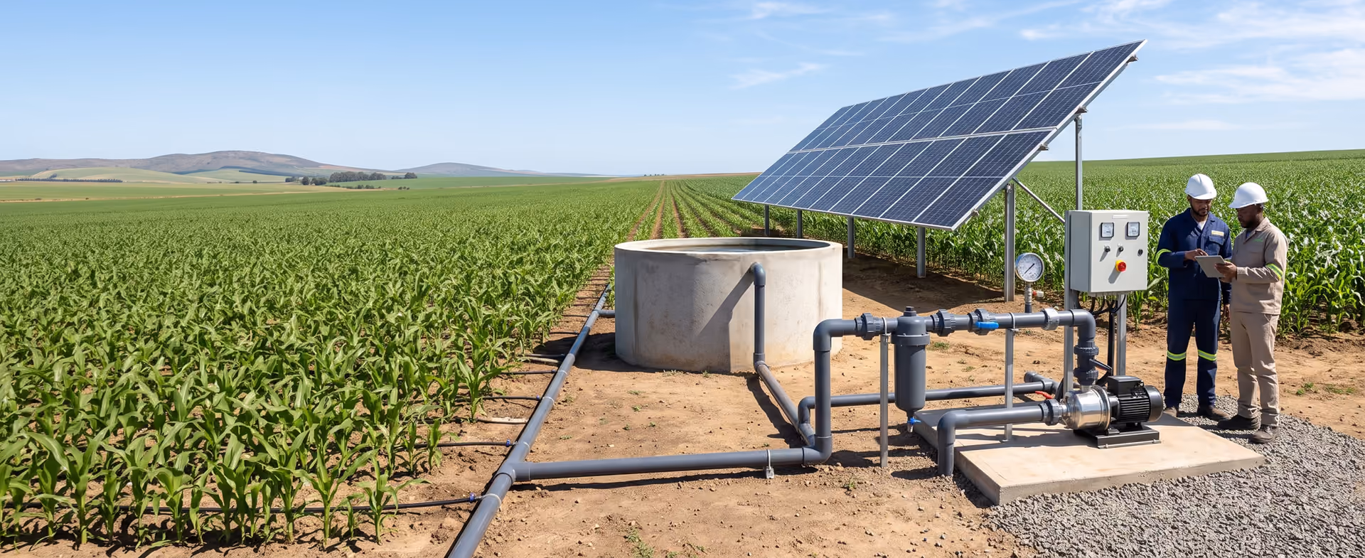 Rakour solar water pumping project consultation at an agricultural irrigation site